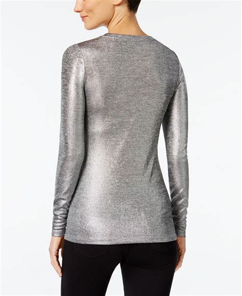 michael kors metallic top frill sleeves|MICHAEL Michael Kors Women's Metallic Funnel.